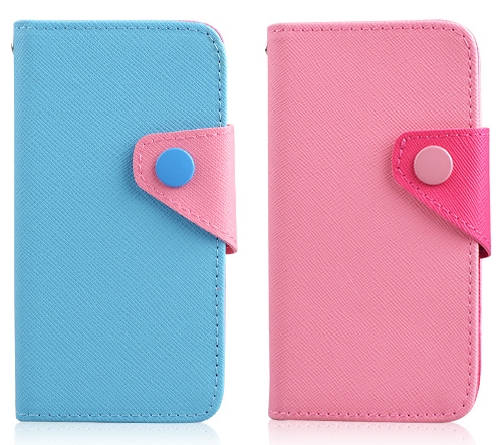 色彩清新的蓝色与粉色手机套